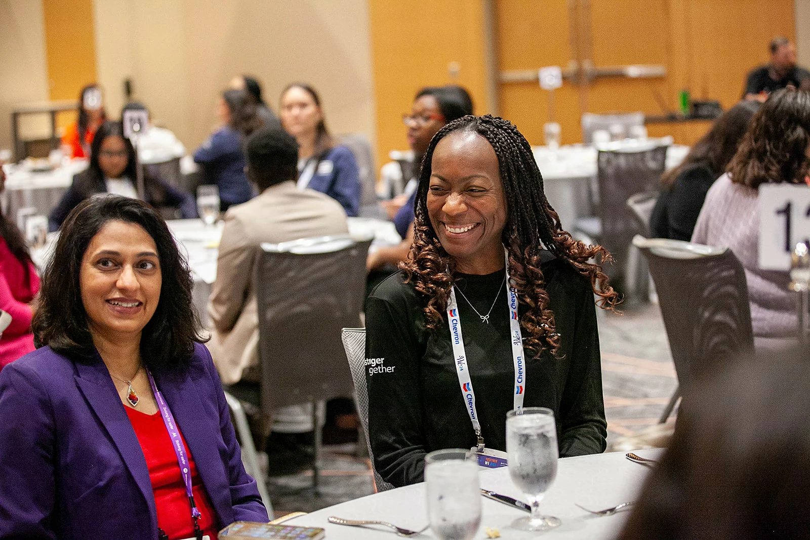 A group of professional diverse women networking